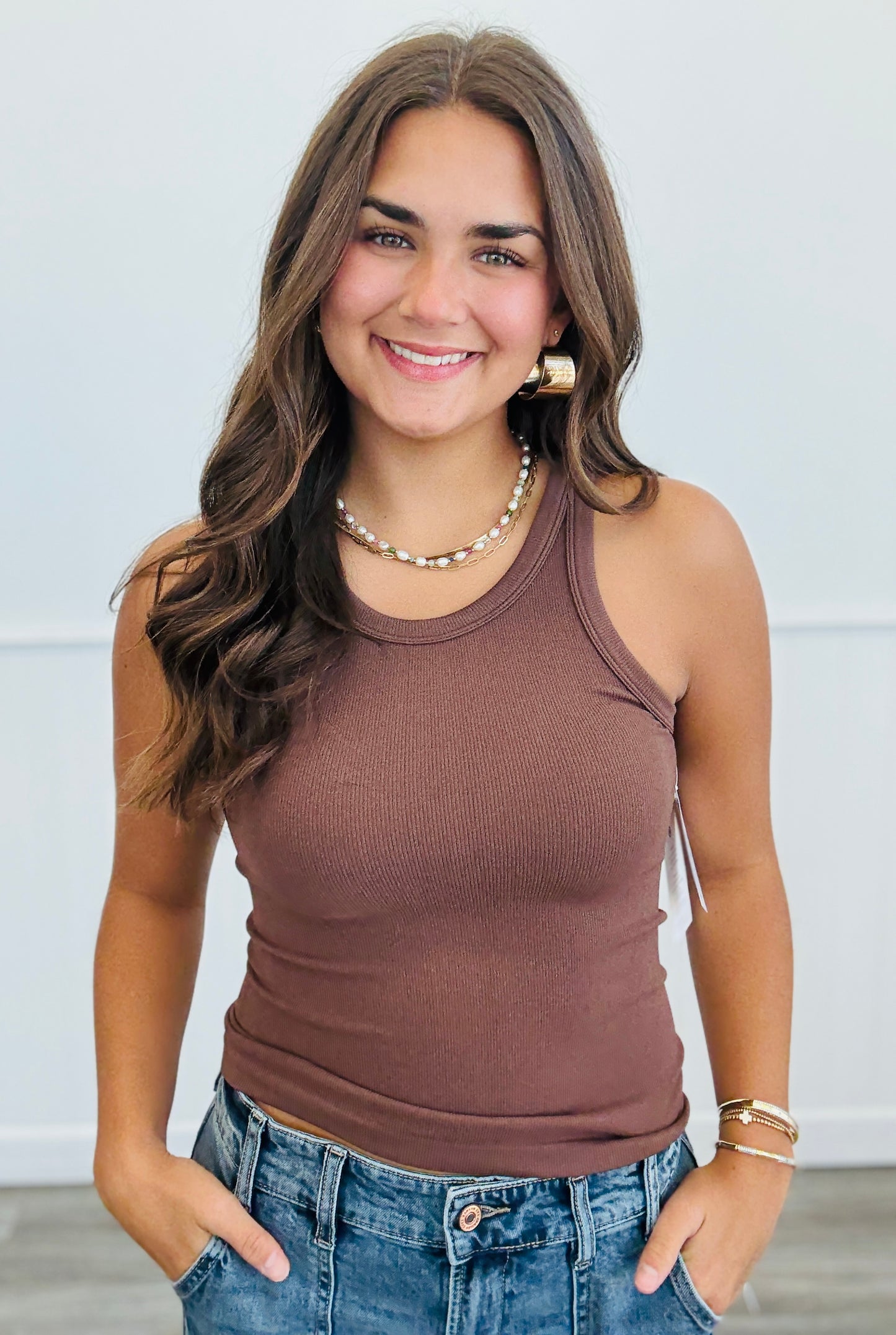 Ribbed Seamless High Neck Tank (Reg.)-5 Colors