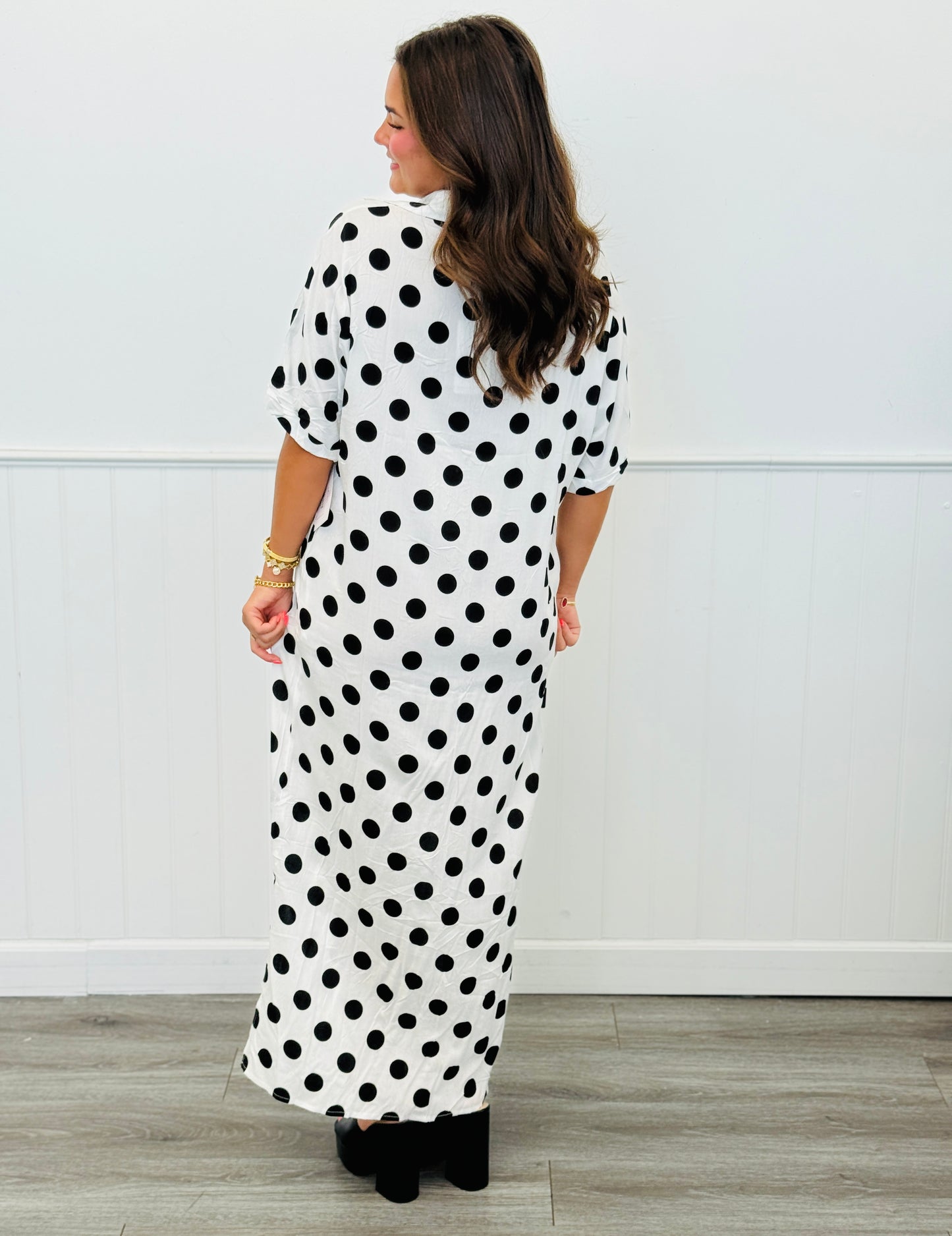 Polka Dot Button Down Shirt Dress (Reg.)
