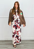Brown Multi Animal Print Shirt & Pants Set (Reg & Plus)