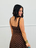 Brown Polka Dot Handkerchief Hem Midi Dress (Reg.)