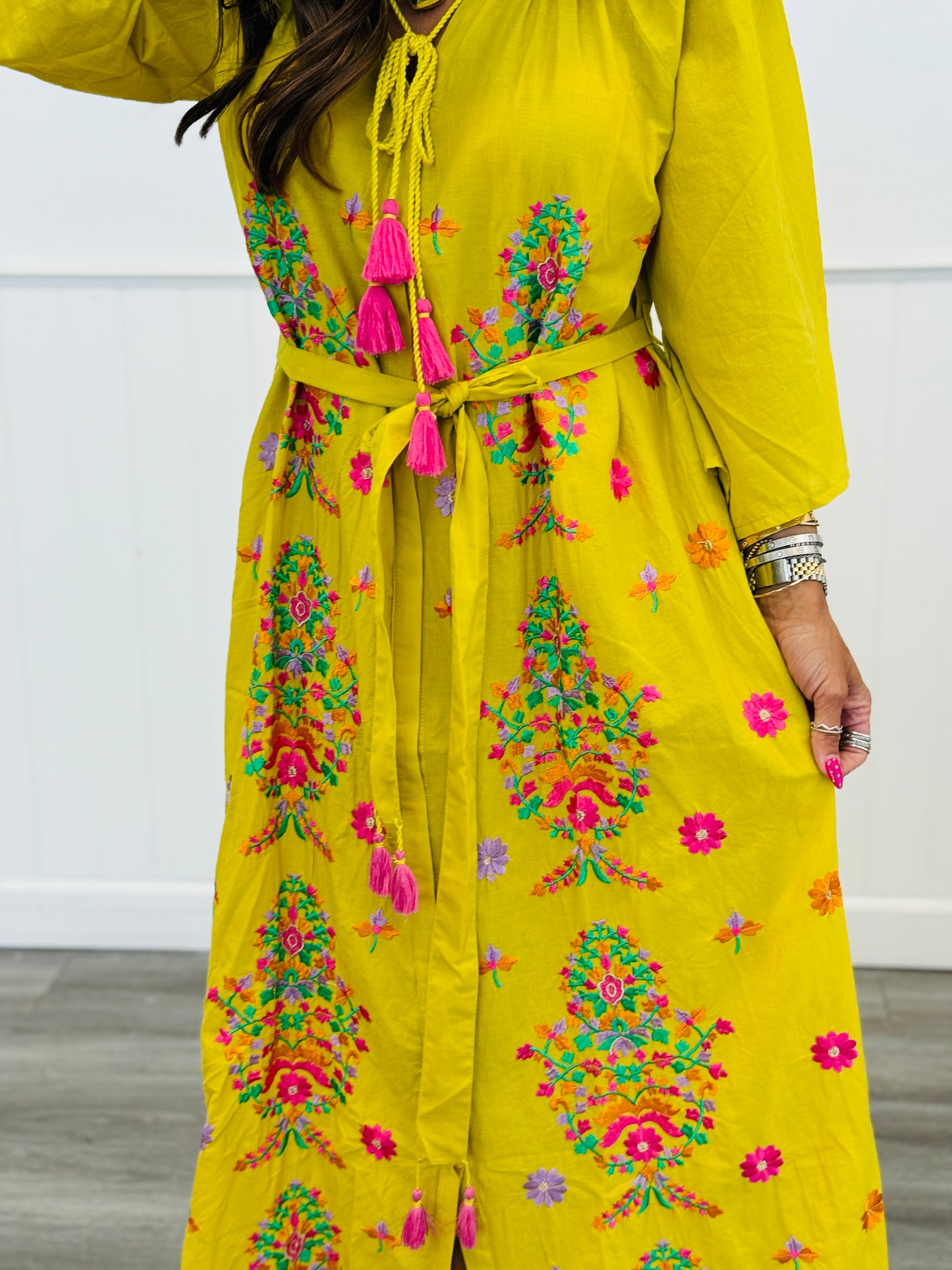 POL Mustard Multi Floral Button Down Maxi Dress (Reg.)