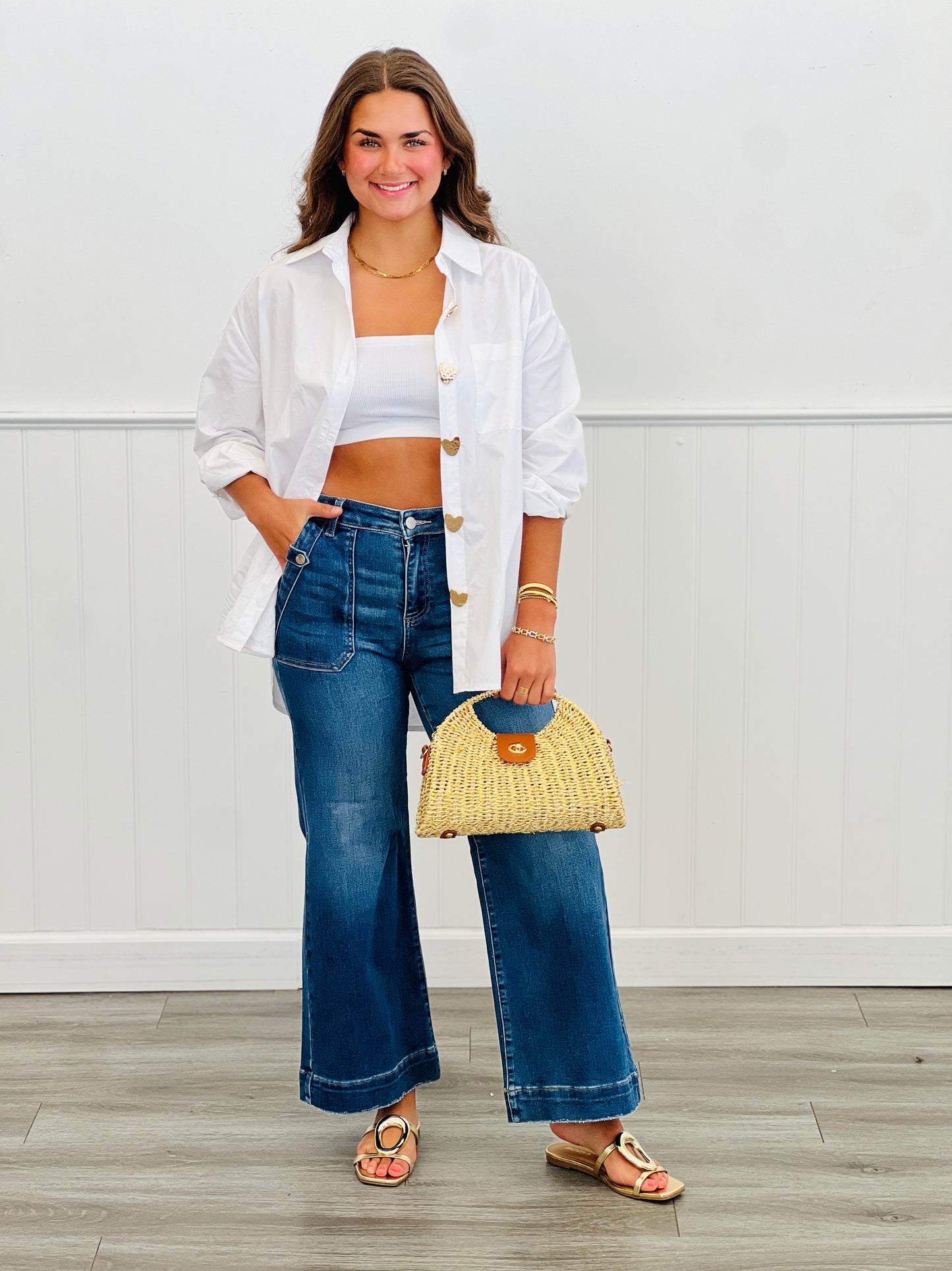 Heart Of Gold Button Blouse (Reg.) - 2 Colors