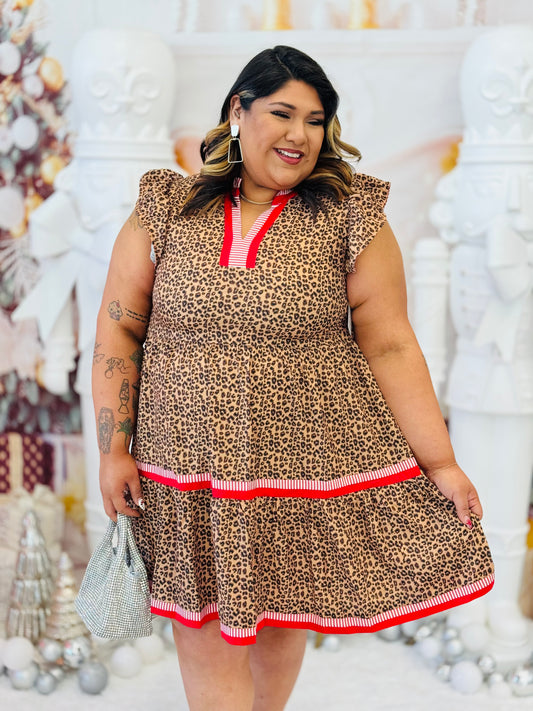 Leopard Print Tiered Midi Dress (Reg & Plus)