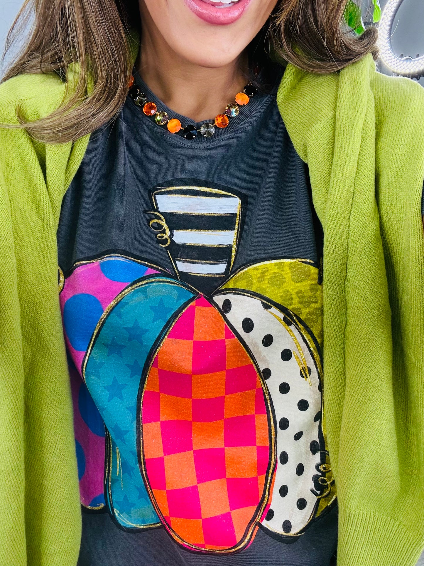 Mixed Prints Pumpkin Graphic Tee (Reg. and Plus)