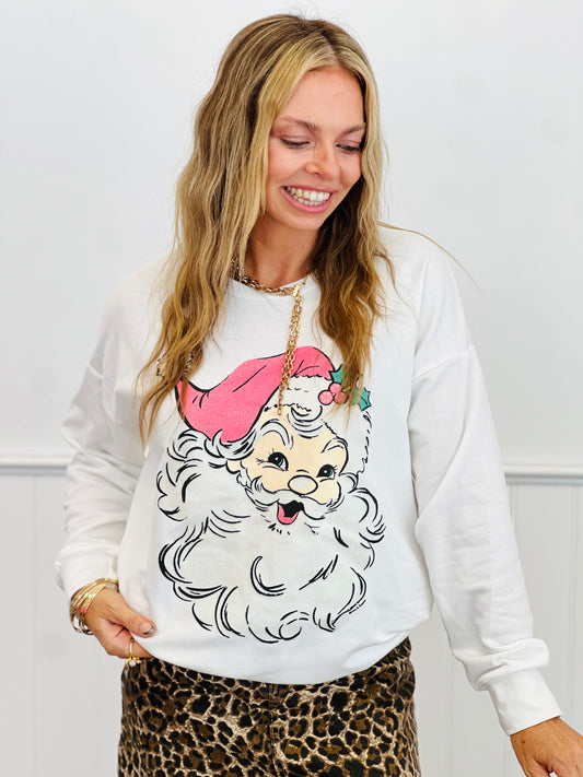 Vintage Glitter Santa Sweatshirt (Reg. and Plus)