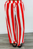 Tomato/White Stripe Top & Pants Set (Reg & Plus)