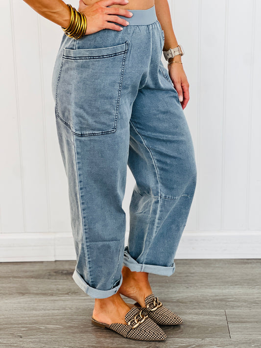 Light Denim Wide Leg Pants (Reg. and Plus)