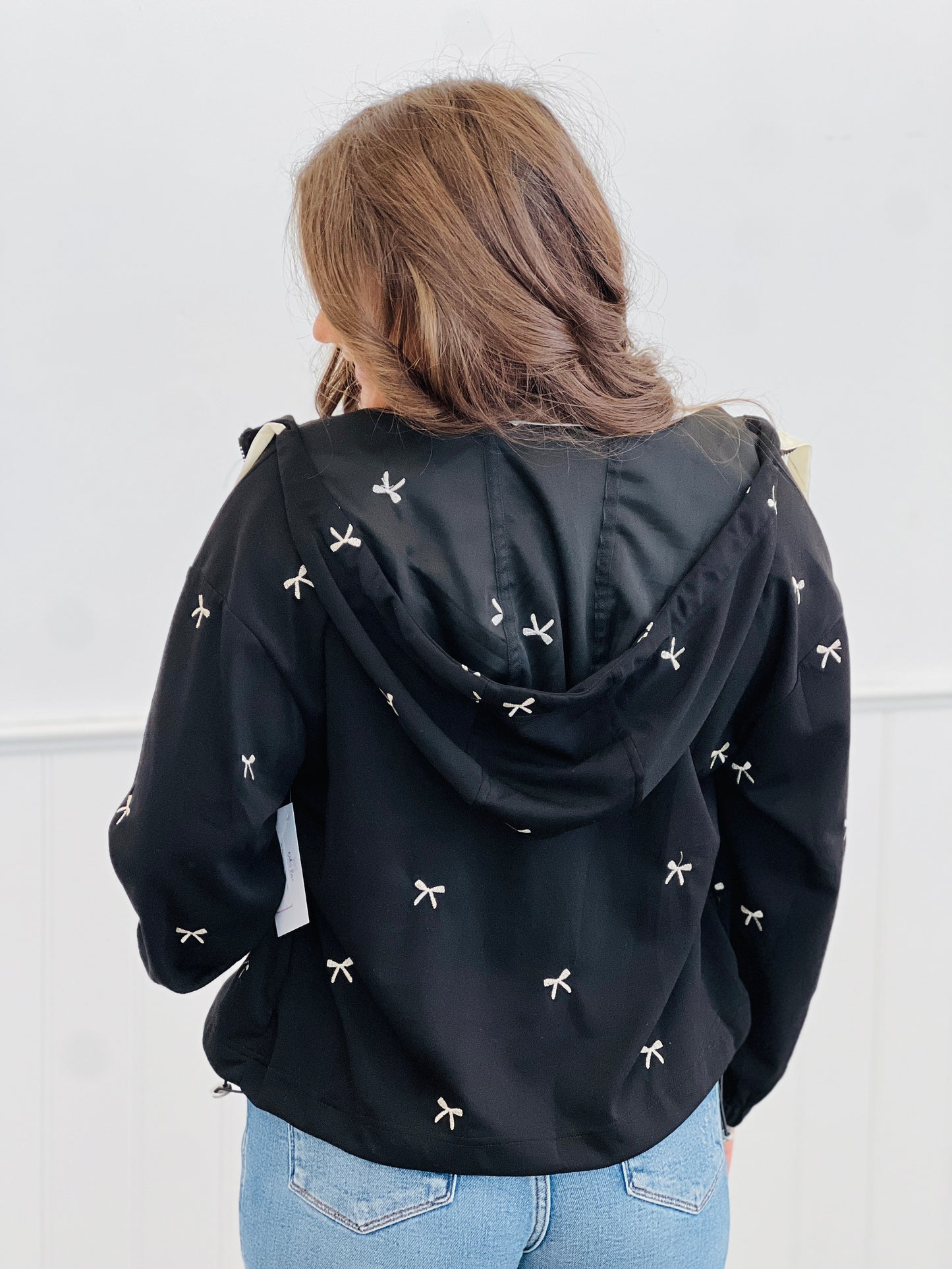 Black Ribbon Embroidery Hoodie (Reg. & Plus)