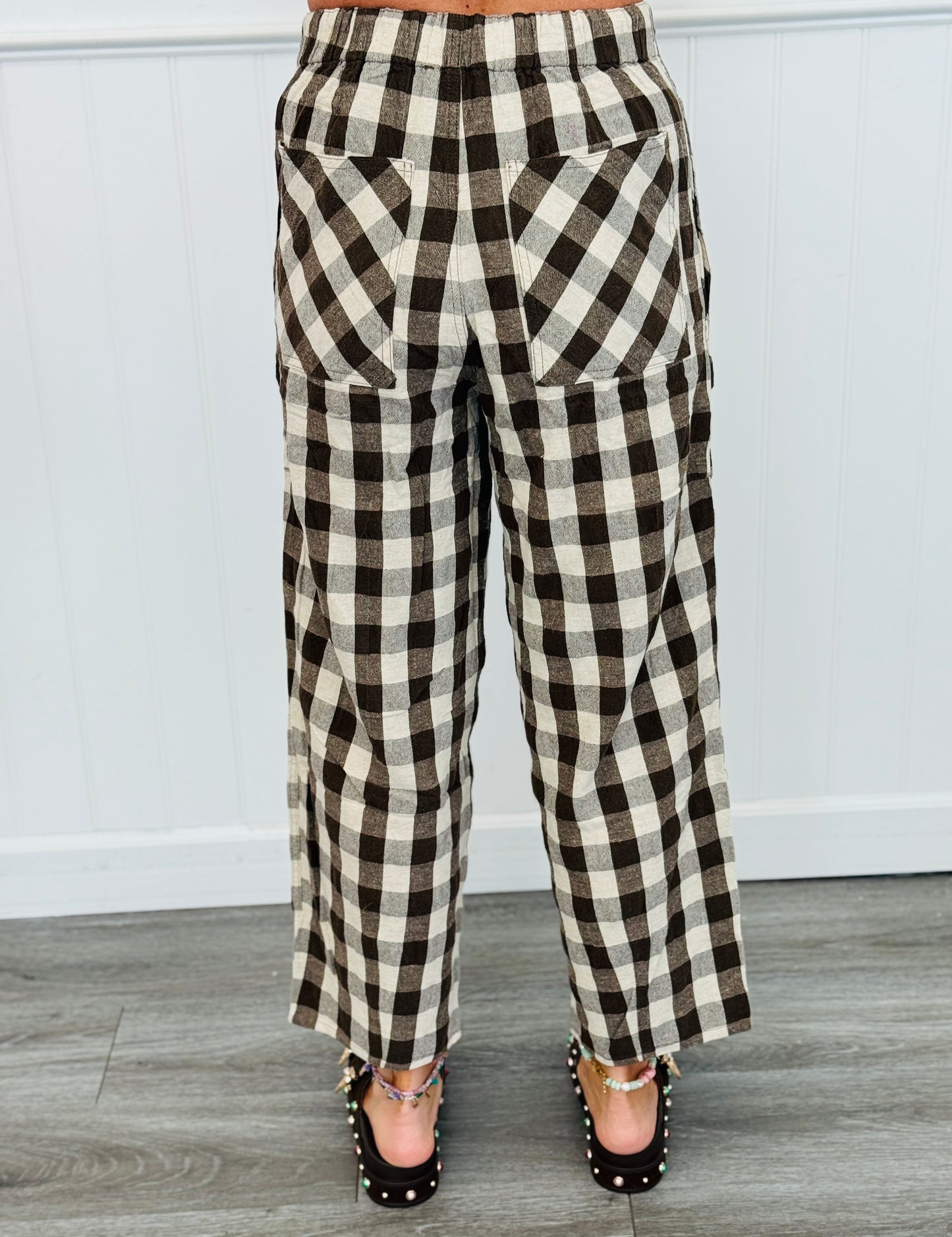 Brownie Gingham Drawstring Barrel Pants (Reg.)