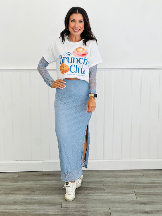 Periwinkle Lace Maxi Skirt (Reg.)