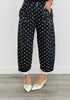 Denim Polka Dot Print Barrel Pants (Reg. and Plus) - 3 Colors
