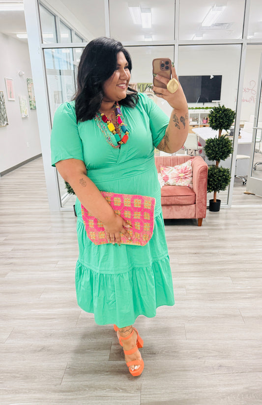 Green Tiered Maxi Dress (Reg. and Plus)