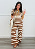 Brown Stripe Knit Top & Pant Set (Reg.)