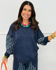 Washed Navy Striped Sweatshirt & Pants Set (Reg & Plus)