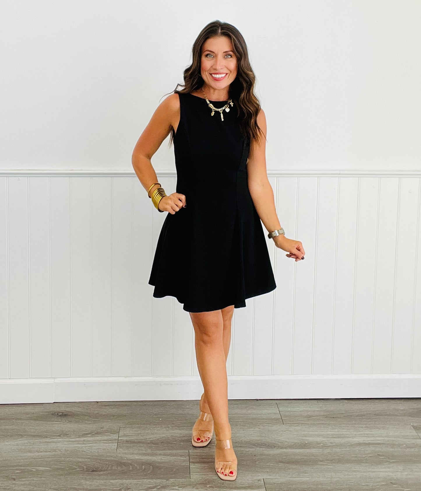 Black Skater Skort Mini Dress (Reg)
