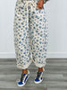 Cream/Blue Floral Print Barrel Pants (Reg.)