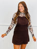 Brown Knit Overall Mini Dress (Reg & Plus)