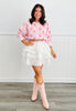 Pink on Pink Rose Bow Print Scalloped Trim Sweatshirt (Reg.)