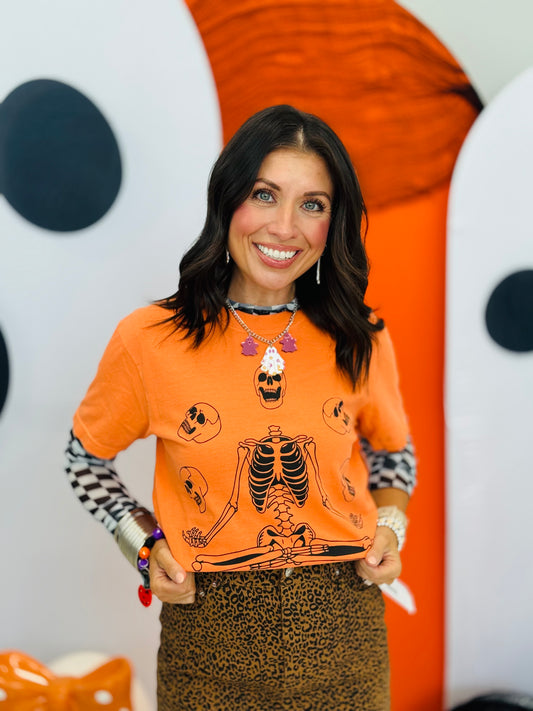 Skeleton Tossing Heads Graphic Tee (Reg. and Plus)