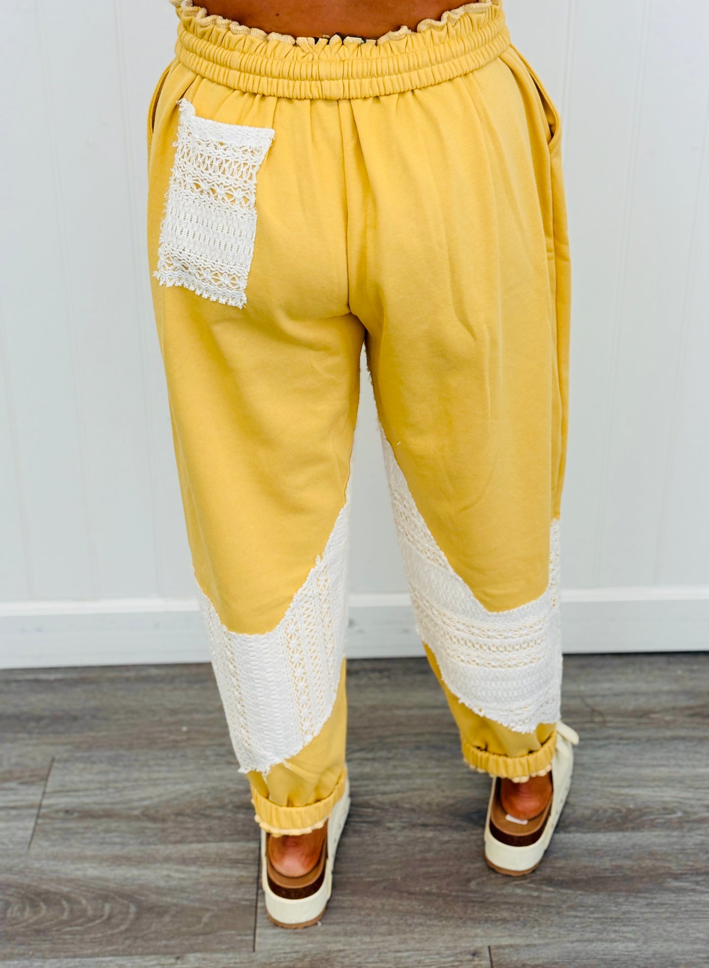 Butter Cream French Terry Lace Hoodie Top & Pants Set (Reg. & Plus)