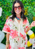 Ivory Mesh Floral Button Front Shirt (Reg. and Plus)