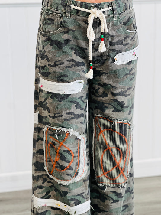 POL Olive Camo Double Gauze Patch Pants (Reg.)