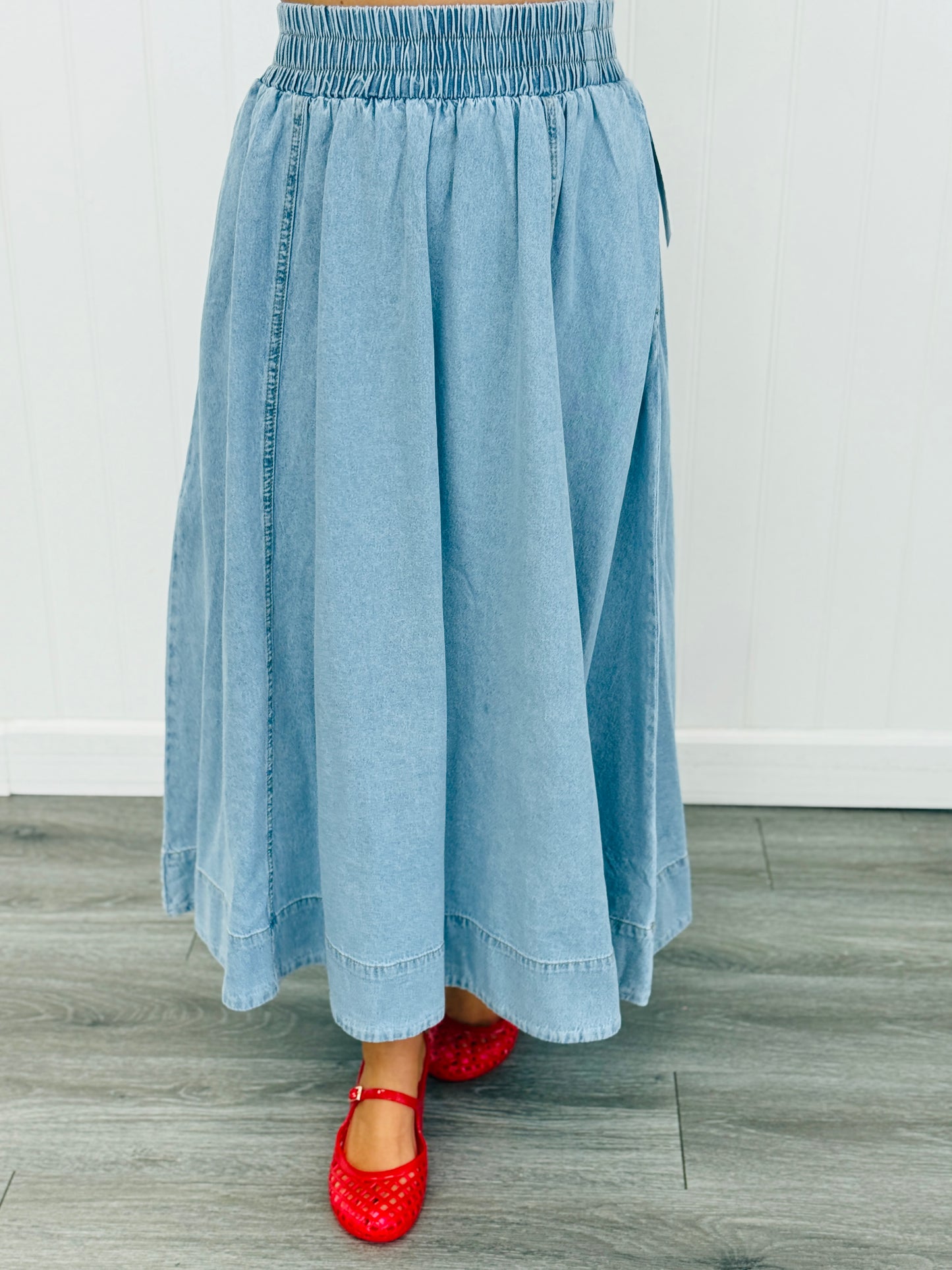 Denim Maxi Skirt (Reg. and Plus)- 2 Colors