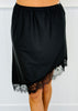 Black Asymmetrical Lace Hem Midi Skirt (Reg.)