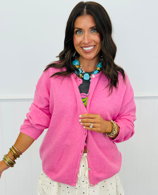 Pink Button Up Sweater Cardigan (Reg.)