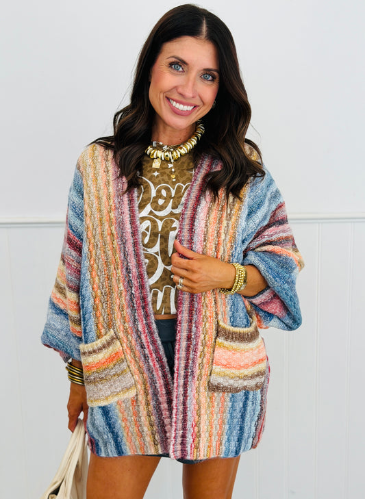 Orange/Blue Striped Pocket Cardigan (Reg.)