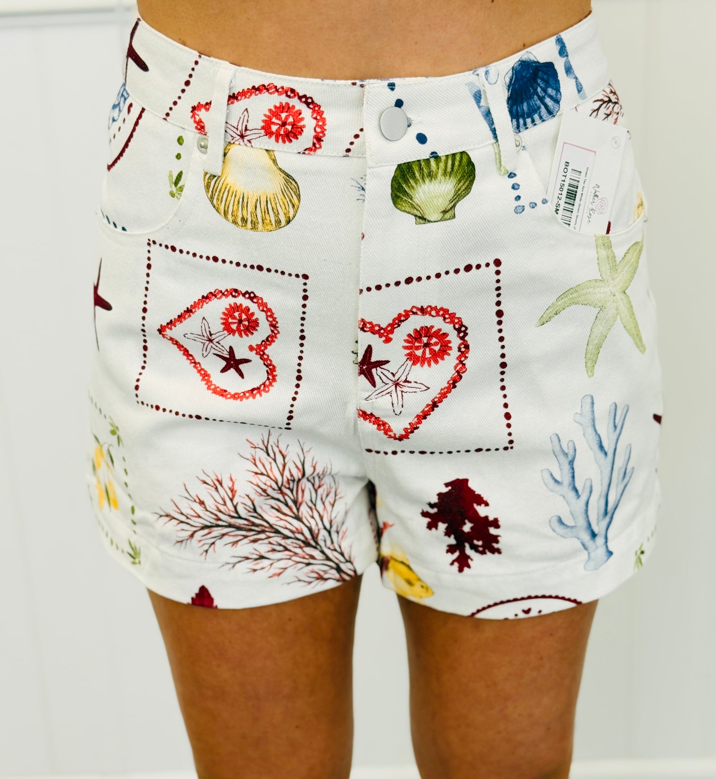 Under The Sea White Denim Shorts (Reg.)
