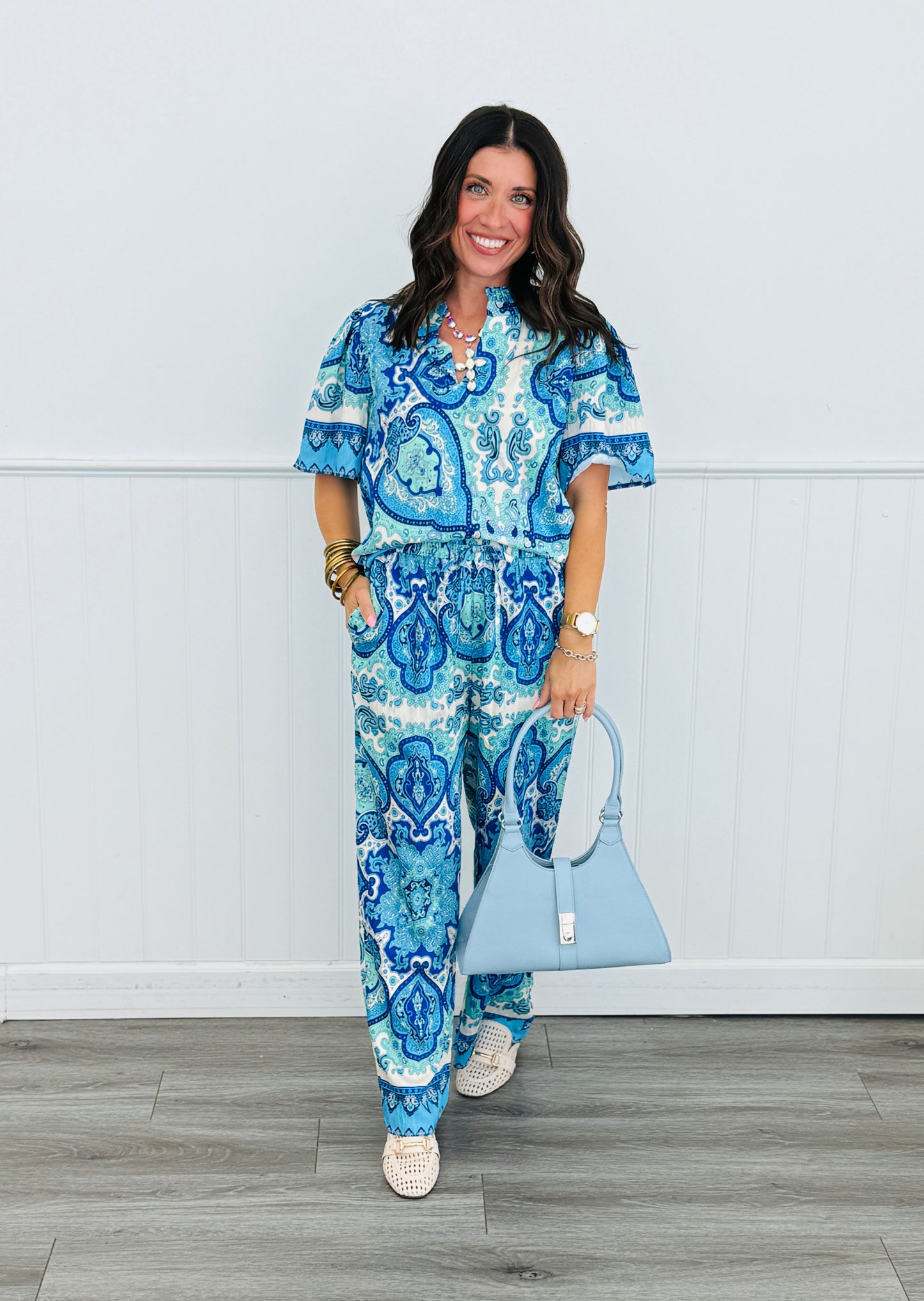 Blue Mix Print Blouse (Reg.)