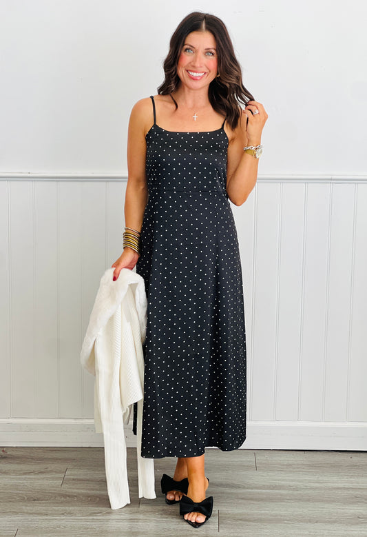 Polka Dot Satin Cami Midi Dress (Reg.)