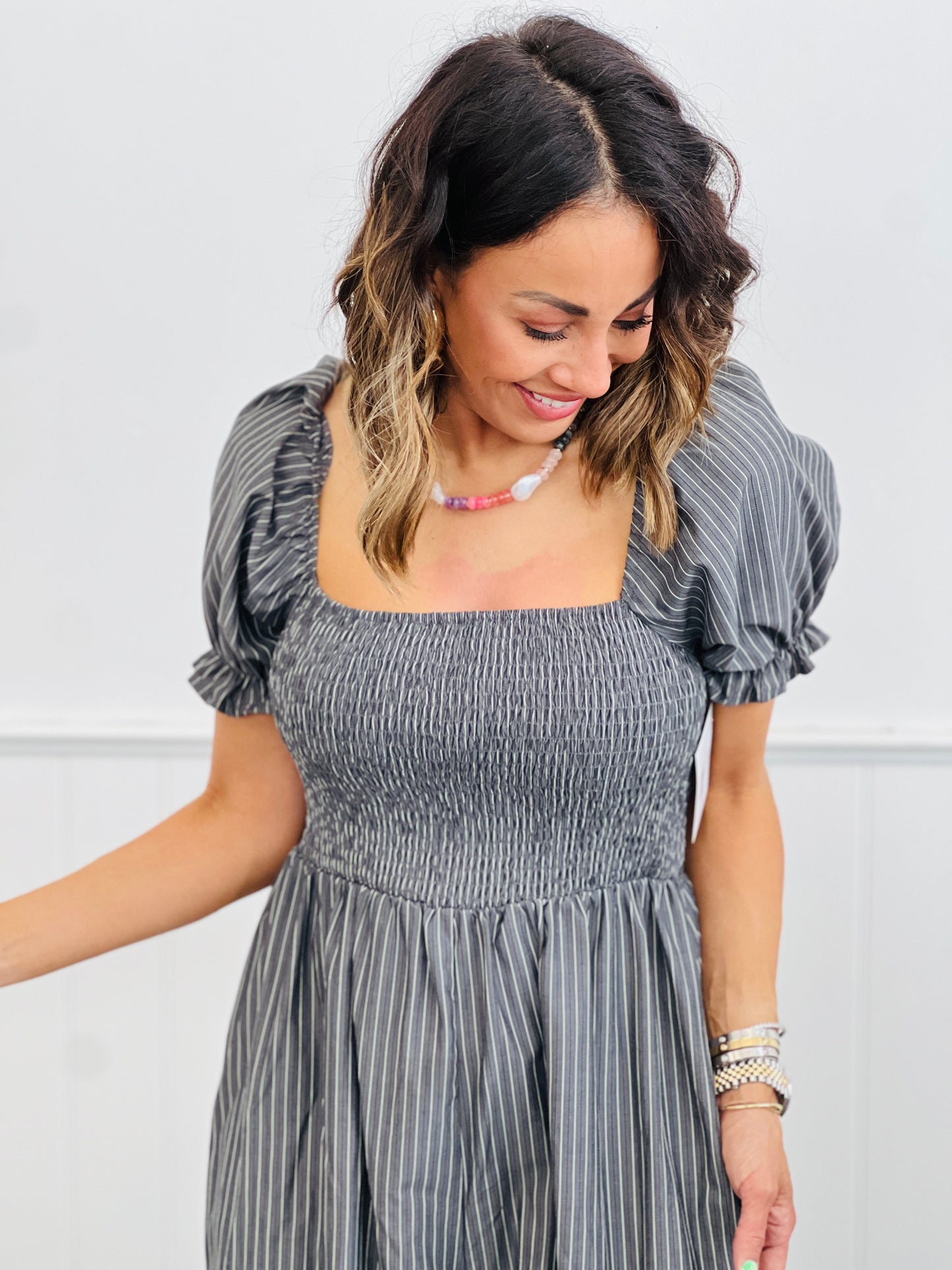 Charcoal Puff Sleeve Jumpsuit (Reg & Plus)