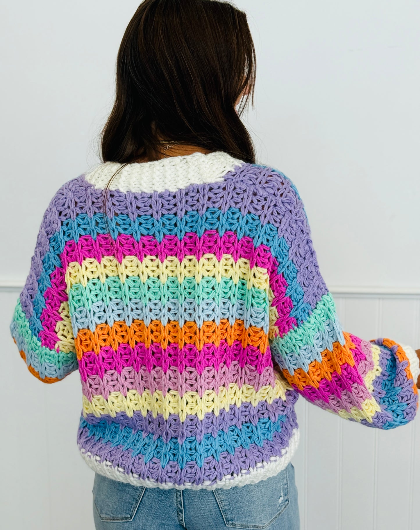 Rainbow Chunky Knit Cardigan (Reg. and Plus)
