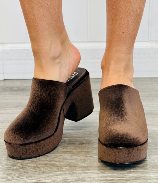 Chocolate Velvet Leopard Platform Clog