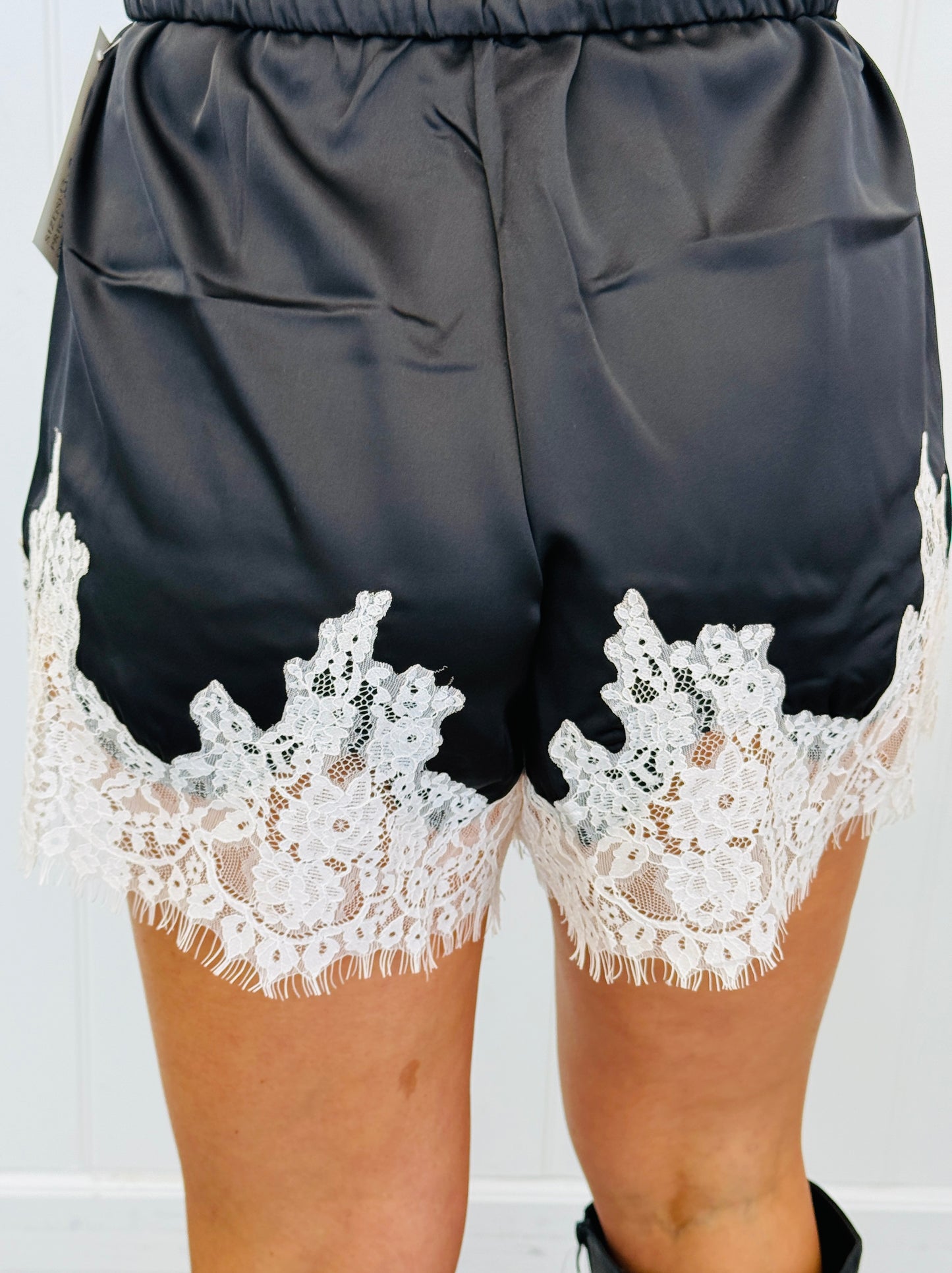 Black Lace Hem Shorts (Reg. and Plus)