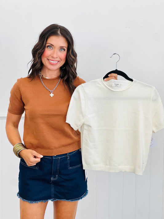 Short Sleeve Knit Top (Reg.) - 2 Colors