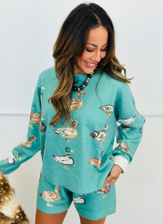 Sea Green Charming Duckling Sweater & Shorts Set (Reg.)