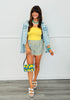 Blue/Yellow Boho Stripe Ruffled Shorts (Reg.)