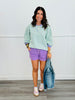 Striped Cross V Stitch Pullover Top (Reg.)-3 Colors