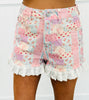 Floral Patchwork Denim Ruffle Shorts (Reg.)