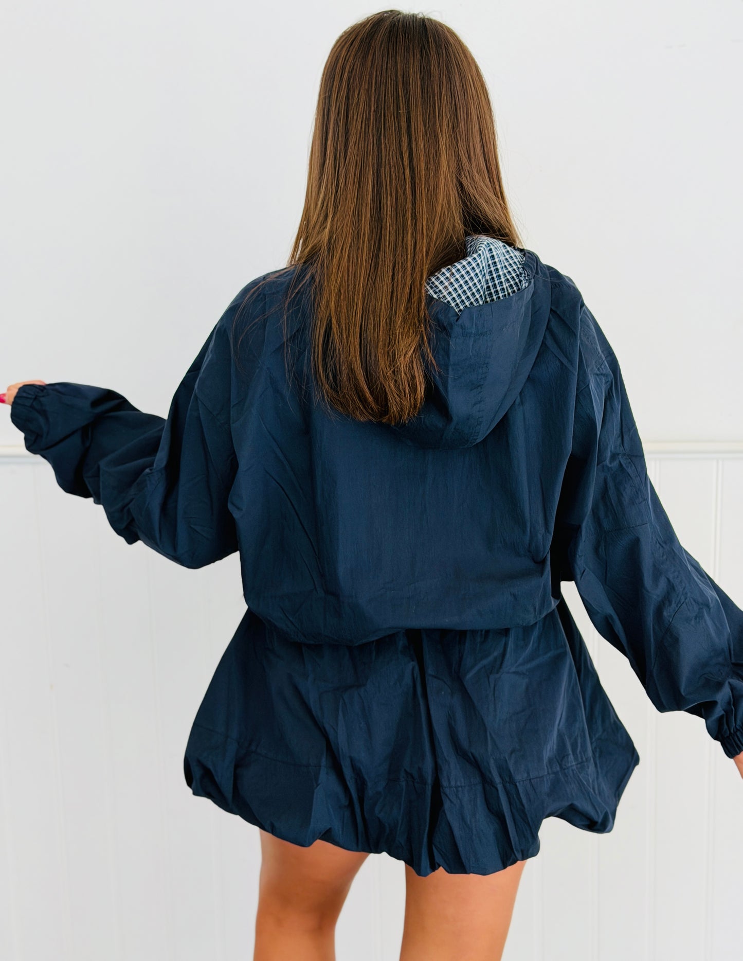 Navy Drawstring Balloon Mini Skirt (Reg & Plus)