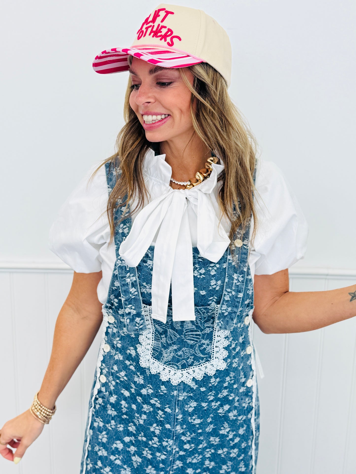 Dark Denim Ditsy Floral Jumpsuit (Reg & Plus)