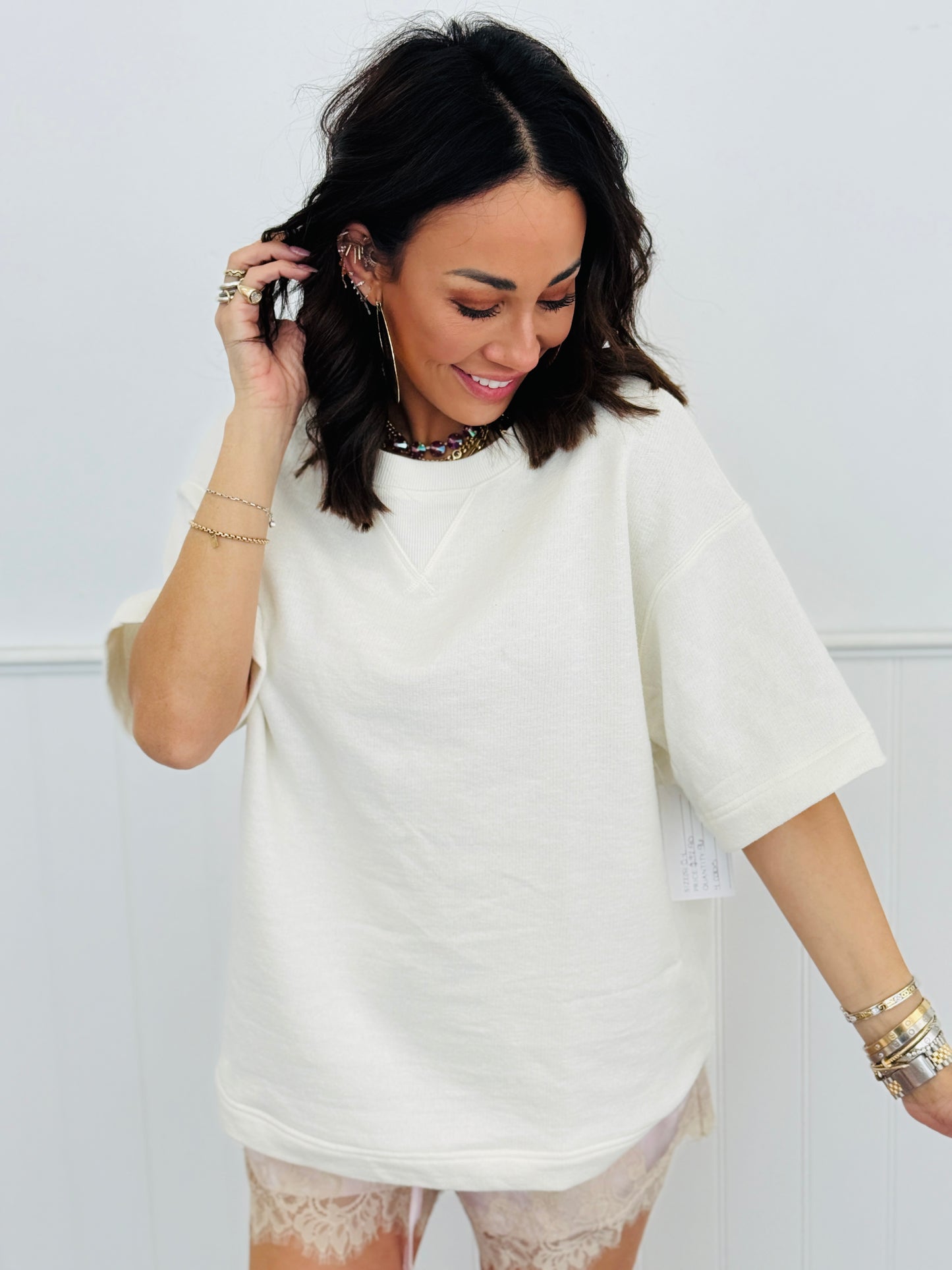 Contrast Crew Neck Tee Top (Reg.) - 4 Colors