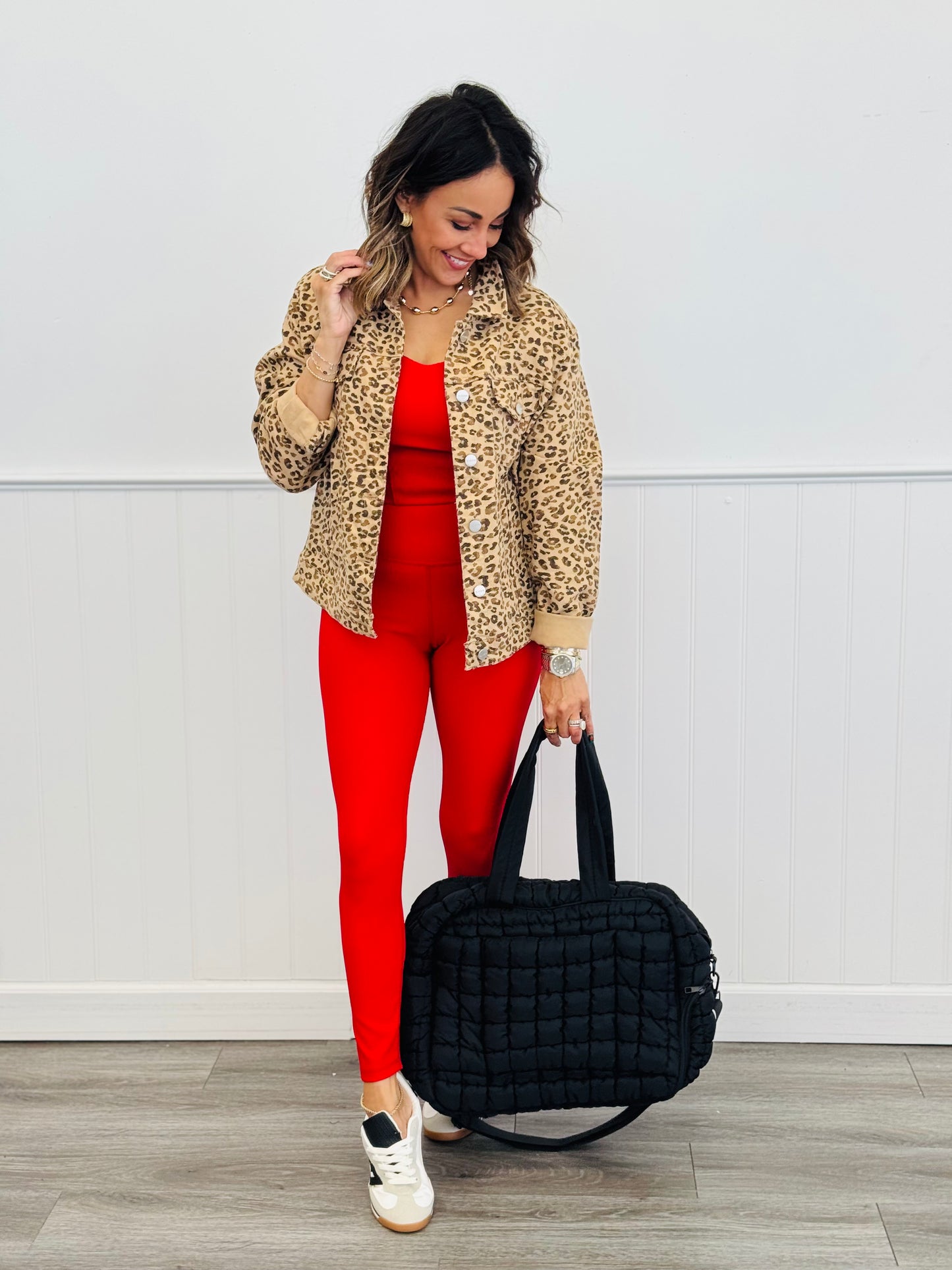 Red Ribbed Nylon Leggings (Reg. and Plus)