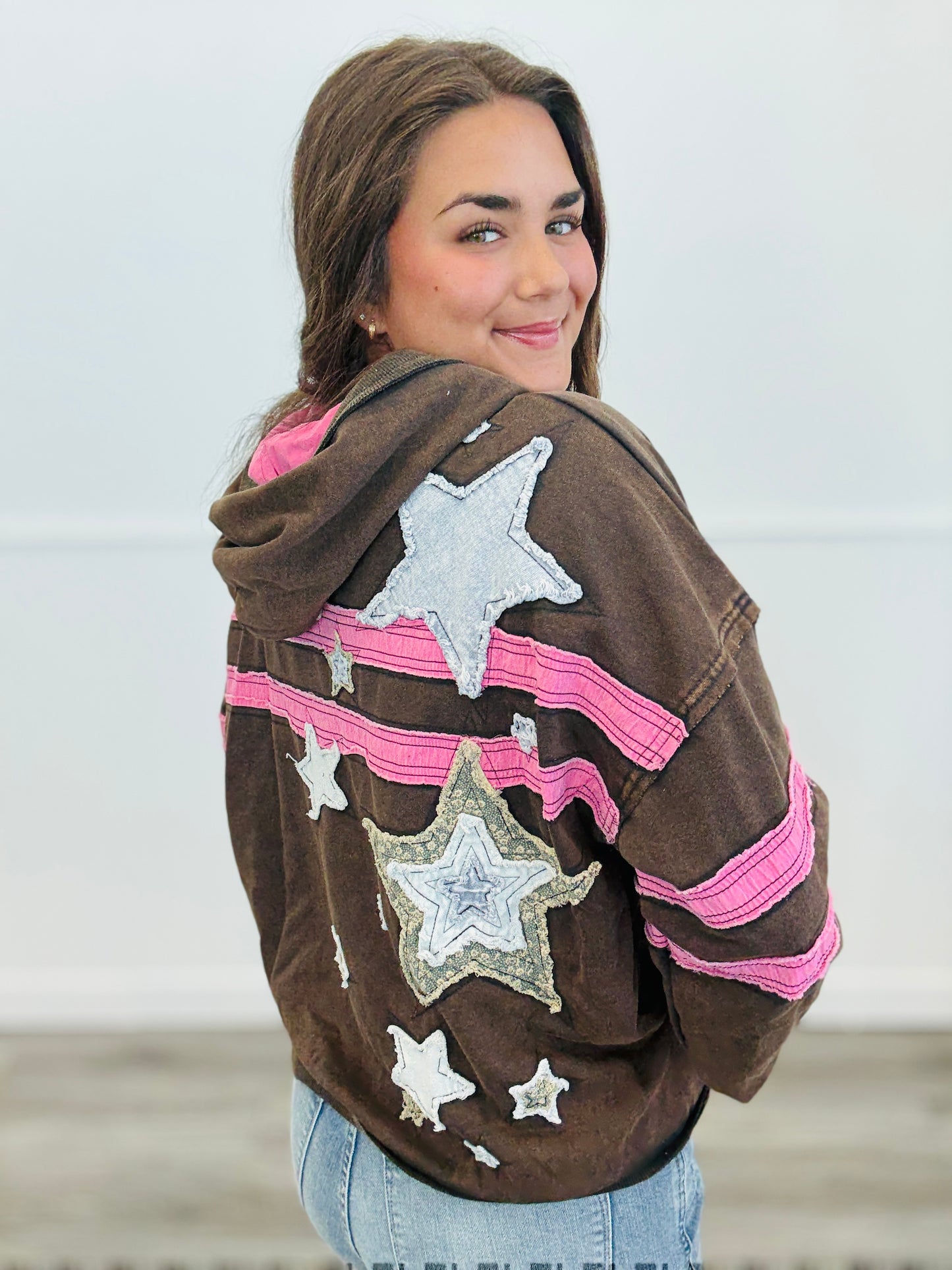 Oli & Hali Charcoal Star Patch Hoodie Sweatshirt (Reg.)