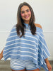 Blue/White Striped Poncho Sweater Top (Reg.)