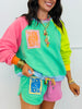 Queen Of Sparkles Colorblock Card Logo Tie Sweatshirt (Reg. & Plus)