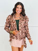Brown Combo Floral Print Moto Jacket (Reg.)